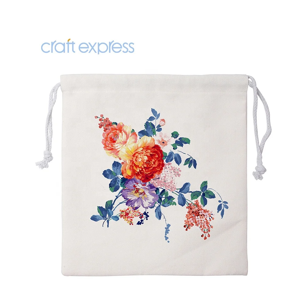 Модные индивидуальные хлопковые подарочные мешочки Craft Express многоразовые льняные пустые сублимационные Сумки на шнурке 36*39