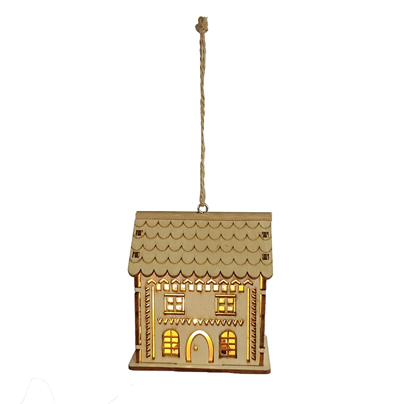 Christmas craft decoration natural wooden pendant small wooden house