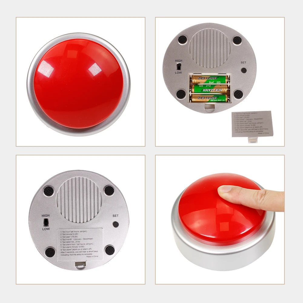 Custom Extra Large Button Talking Clock with Alarm Volume Control Speaks Time, Date and Day for Blind, Elderly,Visually Impaired