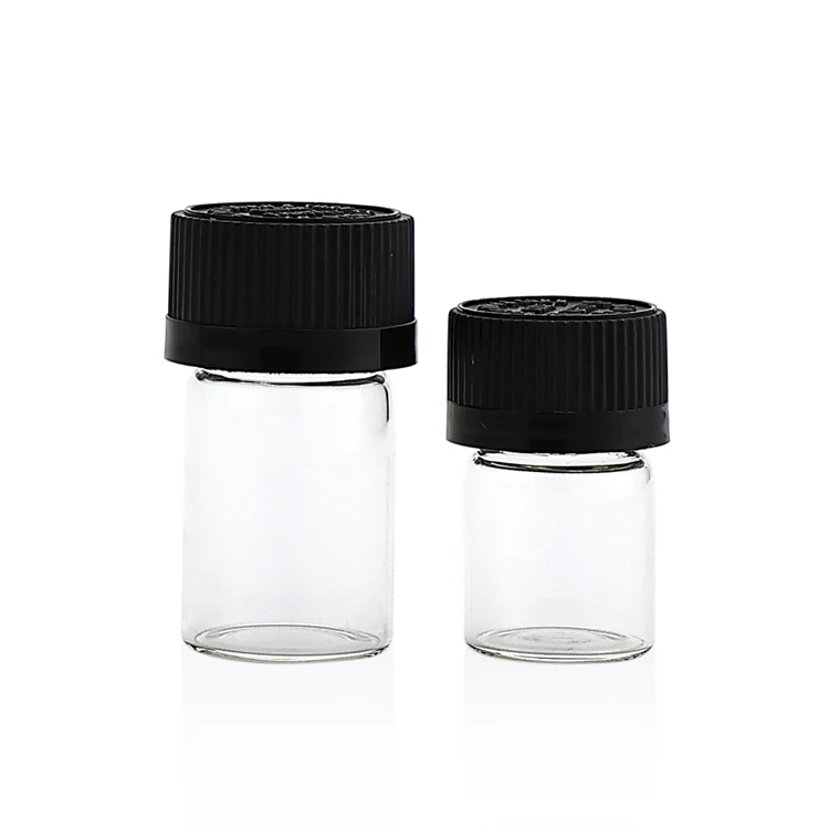 Wholesale Mini Vial Clear Glass Laboratory Test Mini Tube Safe Child Proof Cap Pill Containers Small Glass Vial