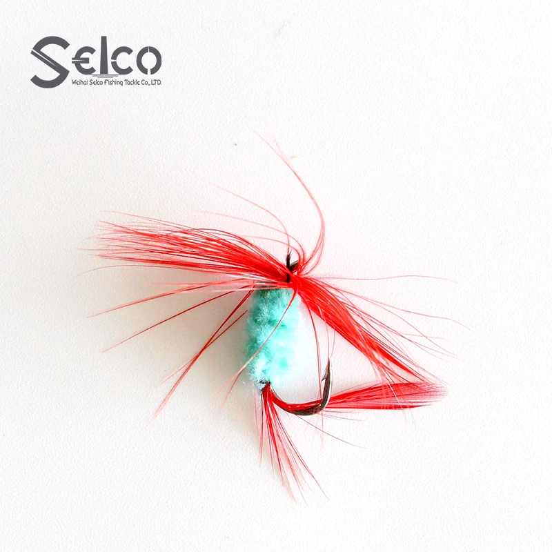 Selco high carbon steel wide gape fly tying hooks Artificial Trout Wooly Fly fishing bait kit Flies Hook