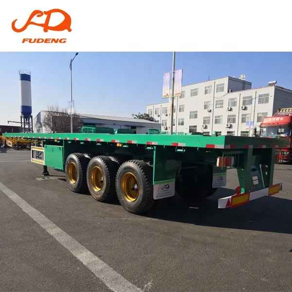 3 оси, 40-футовый прицеп с плоской платформой на 40 тонн, платформа для грузовых контейнеров, шасси, полуприцеп с контейнерным замком для продажи