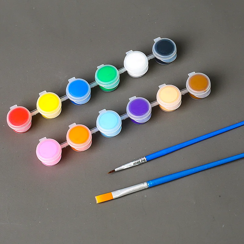 Acrylic Paint Set 12 Colors Bright Paint Brush Acrylic Pigments Suitable For Children  Art Crafts Diy