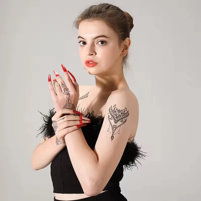 Semi Permanent Sticker Arm Sexy Henna Tattoo Decal Paper New Product Reusable Art Disposable Temporary Man and Woman