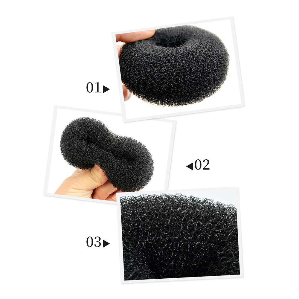 Wholesale Women Large Small Ring Style Easy Hair Bun Foam Sponge Nylon Hair Donut Bun Maker for Hair Styling