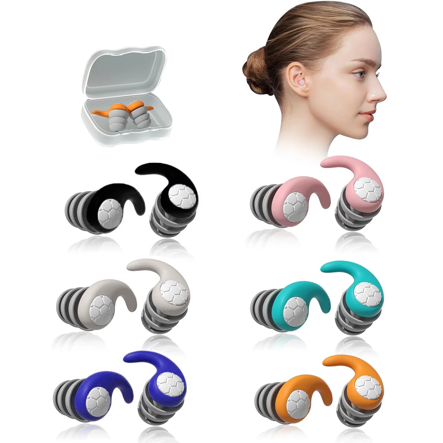 RS High Fidelity Noise Reduction Hearing Protection Airplane Sleep Swimming Sleeping Earplugs Silicone Ear Plugs With Case