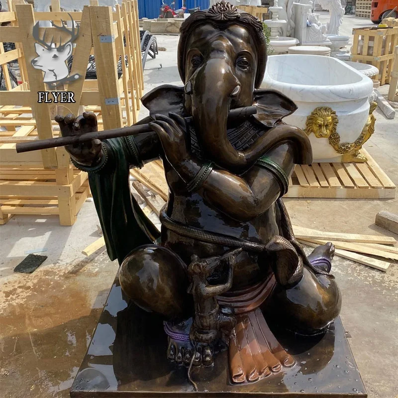 Celebration of Life Lord Ganesha Playing Musical Instruments Hindu Elephant God Deity Figurine Eastern Enlightenment Collectible