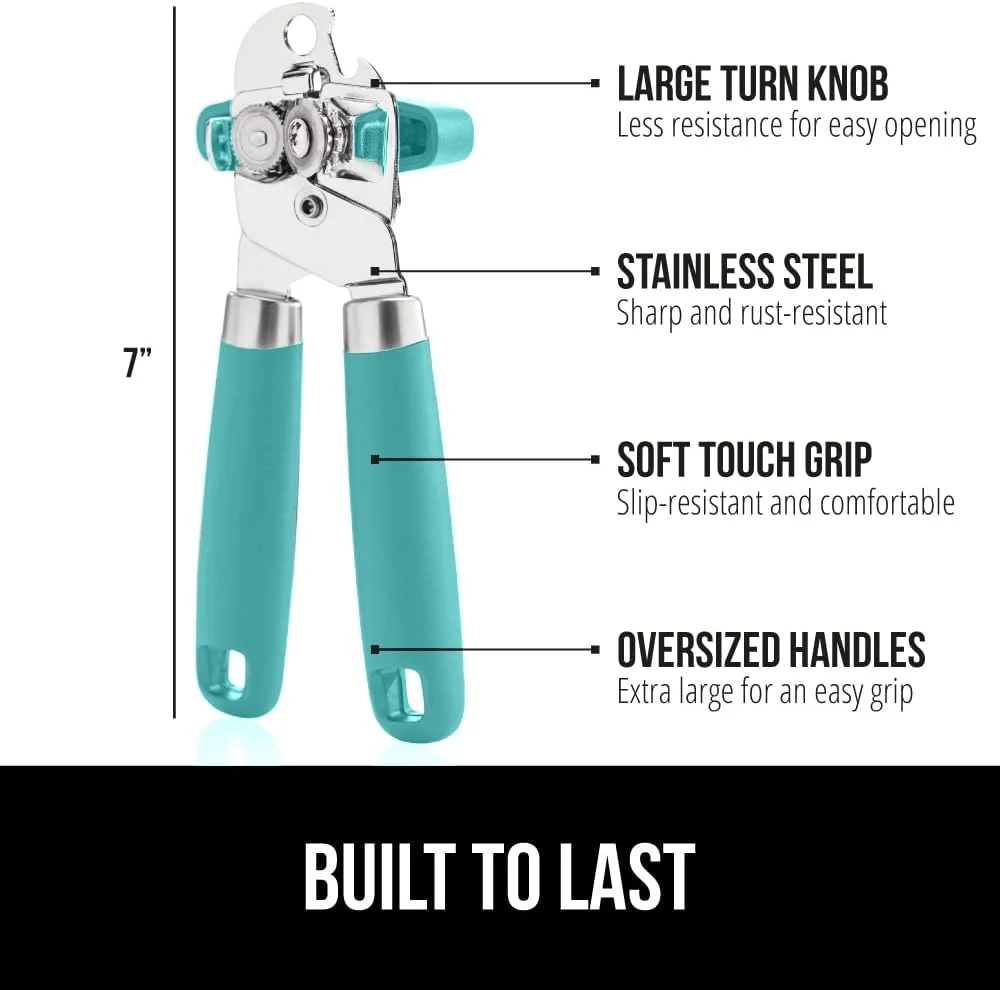 Multi-functional Bottle Opener Heavy Duty Stainless Steel Smooth Edge Manual Hand Held Can Opener with Soft Touch Handle