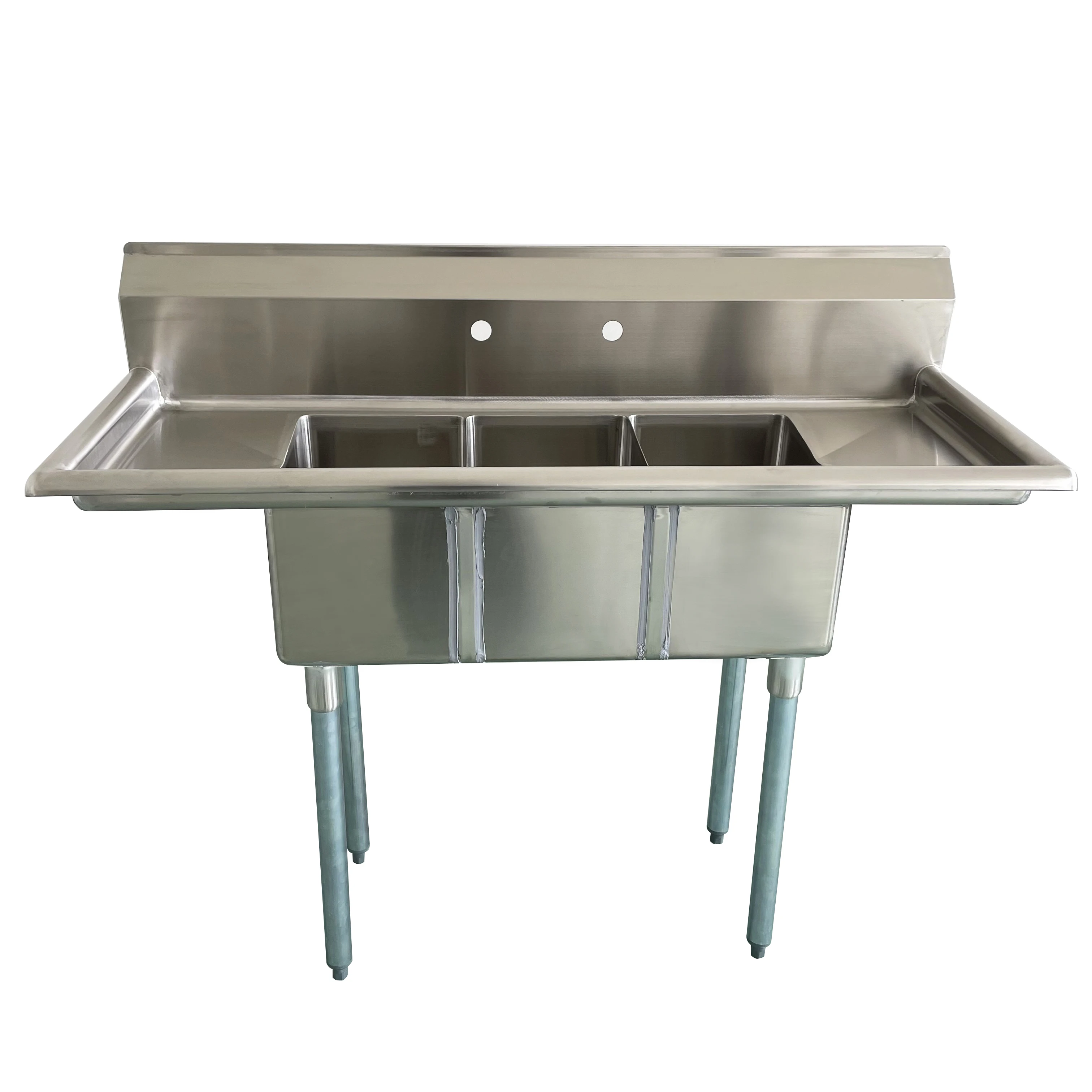 Jincheng NSF Three Compartment Sink Commercial Stainless Steel Rectangular Center drain 3 Bowl 304S/S Commercial sink