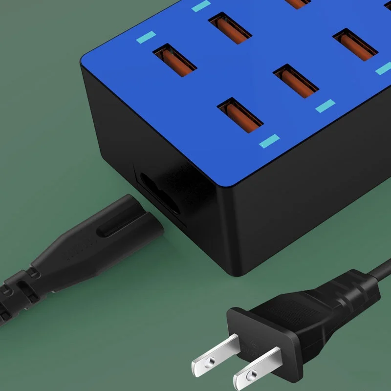 10 Port USB Hub Powered for Multiple USB Port Hub USB Splitter Hub with 5V 2.4A Power Adapter LEDs