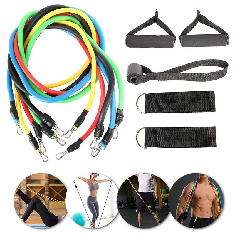 
Natural Dual Exercise Pull Rope Latex Set 11 Piece Resistance Band Tube Sets Rubber Elastic Workout Strength 