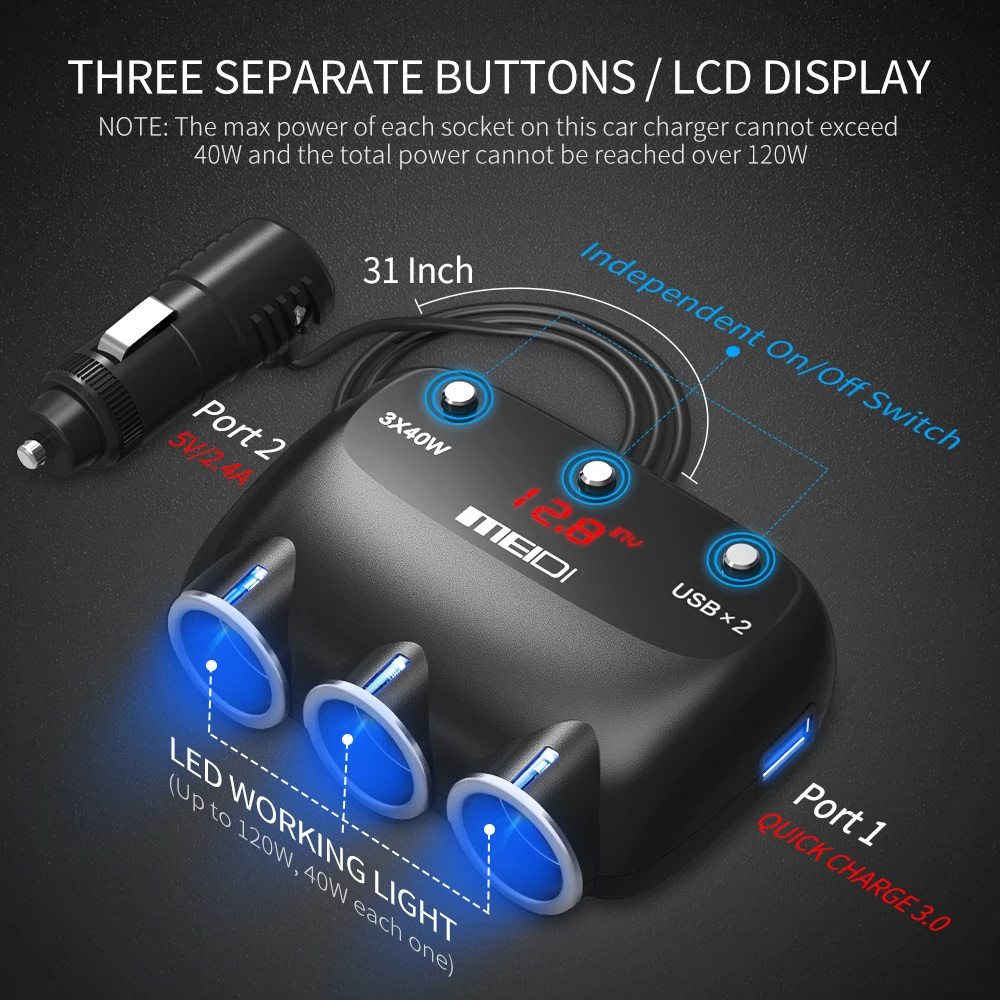 12/24v Socket Splitter Plug Dual USB Car Cigarette Lighter Adapter Charging Universal Motorcycle Phone Holder Usb Abs 2 Ports