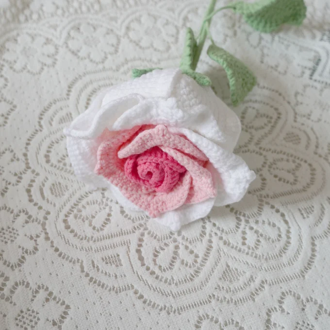 Handmade Flower Wool Finished Products Crochet Single Flower Big Thai Rose Sunflower For Mother Father Girls Boys Gifts