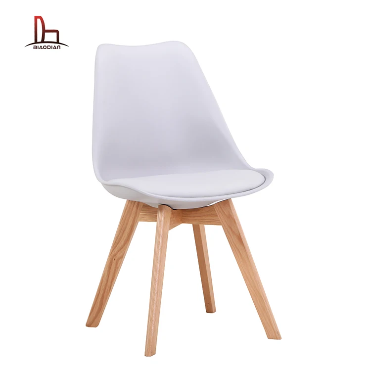 Hot Sale Modern Luxury Nordic Home Kitchen Restaurant Cafe White Sillas tulip Dining Plastic Chairs with leather cushion