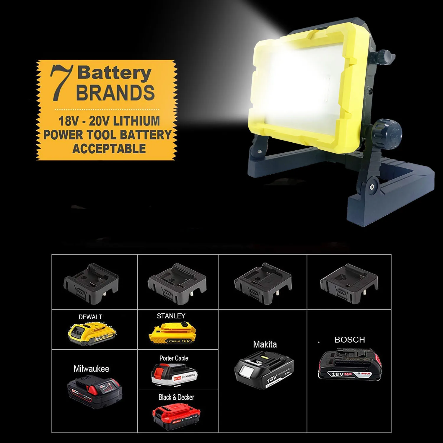 3500lm Waterproof Emergency Rechargeable  Portable Led Flood Light 18-20V Power Tool Battery 30W  Work Light
