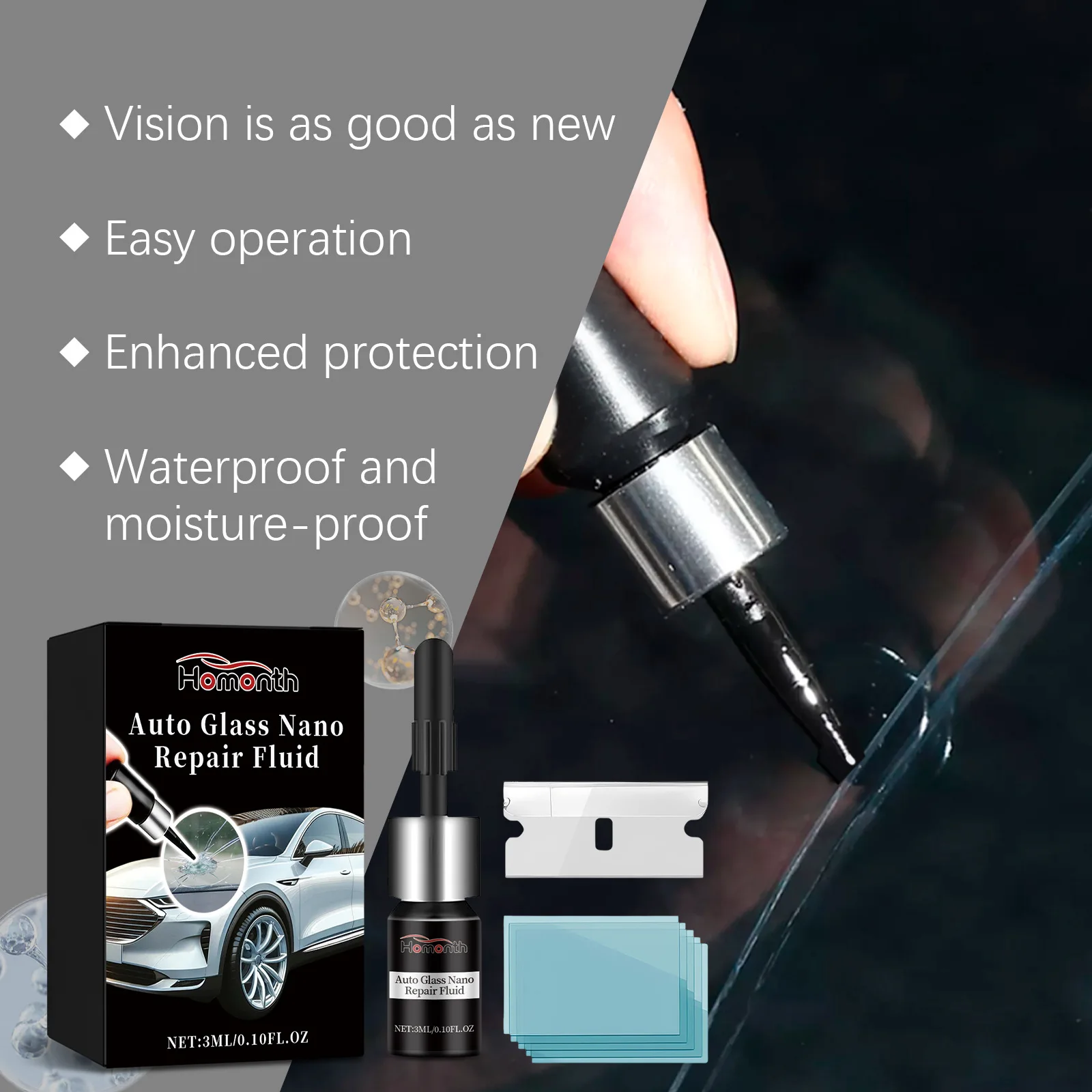 Wholesale car front windshield crack and scratch repair adhesive nano repair fluid