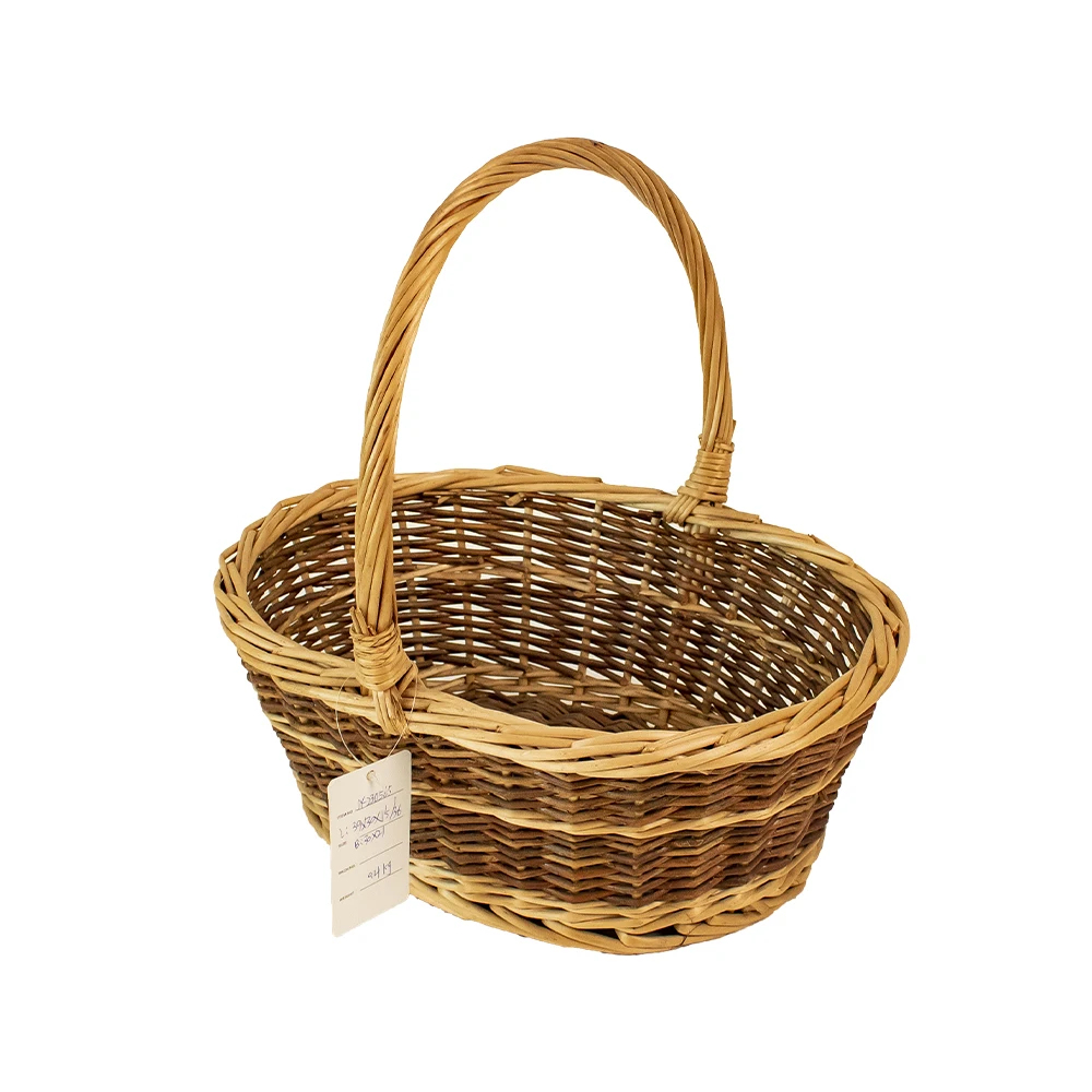 JY Handmade Oval Natural Willow Organizer Woven Small Basket Set With Handle Big Black Wicker Baskets For Gift