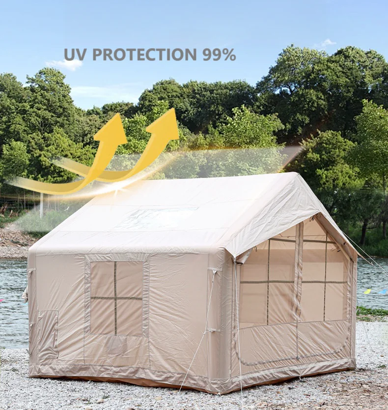 Luxury Waterproof PVC & Cotton Inflatable Tent for Outdoor Camping Adventure and Wilderness Excursions Portable Design