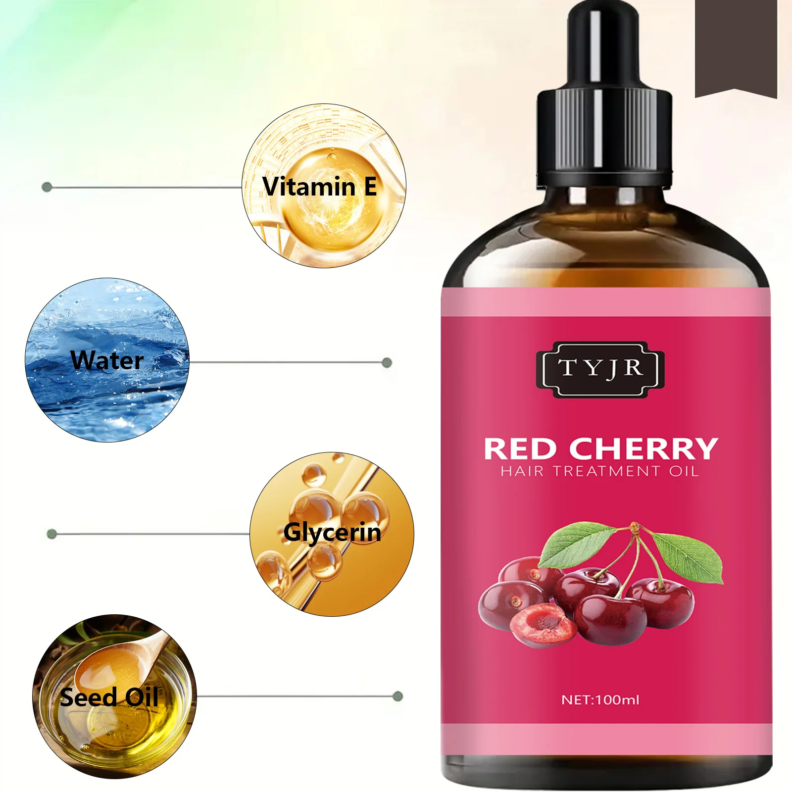 100ml cherry hair care essential oil is beneficial for nourishing, moisturizing, and glossy hair care