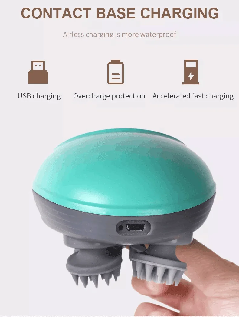 Waterproof Electric Vibrating Hand Held Electric Octopus Head Scalp Massage Stimulator Brash Head Massager Machine