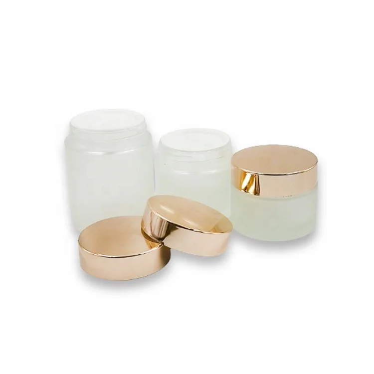 5g-100g  glass clear frosted jar for cosmetic dispenser jar with rose lid