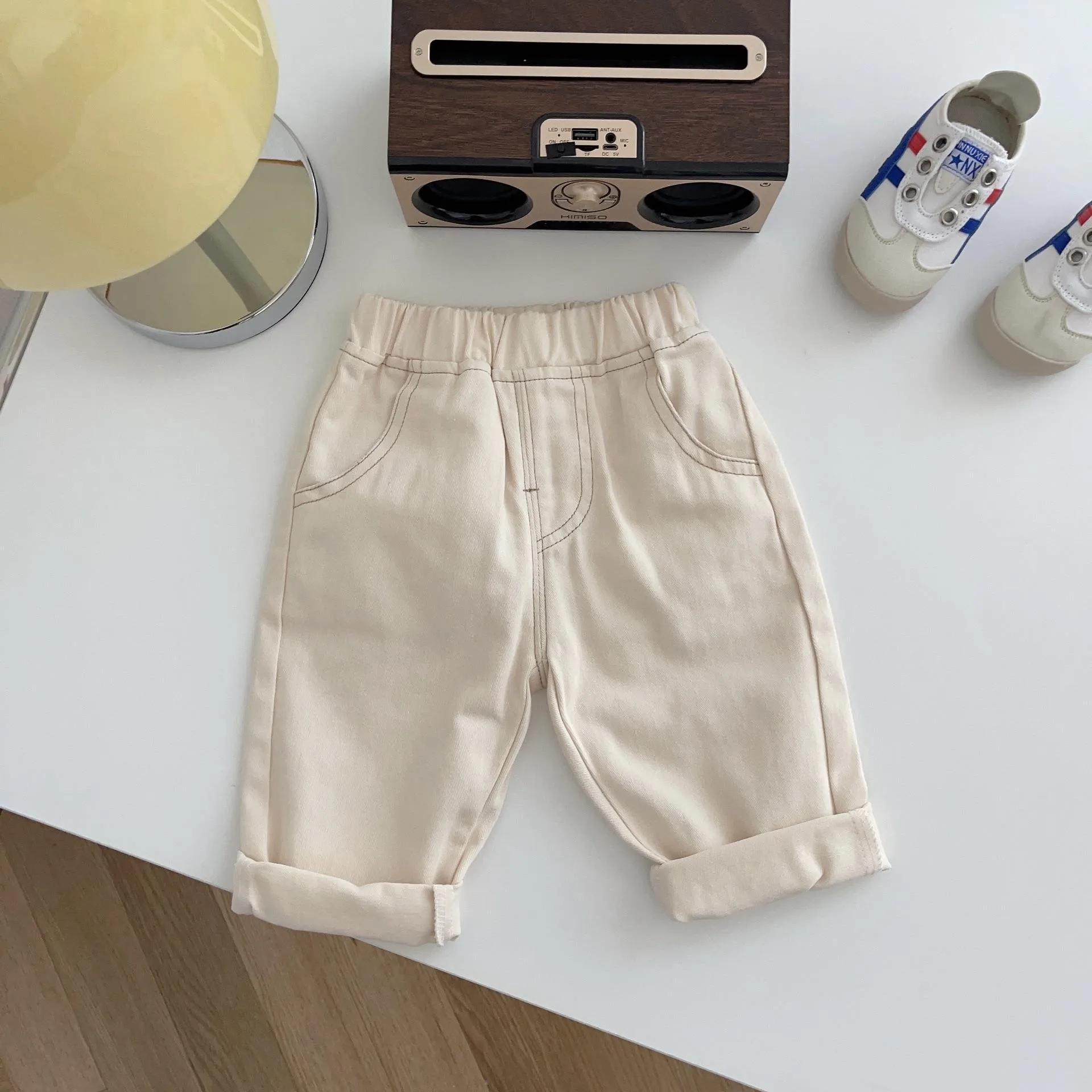 Solid Color Simple Soft Casual Jeans for Boys 0-5 Years Old Trendy Korean Style Baby Trousers Spring Fashion-AK052