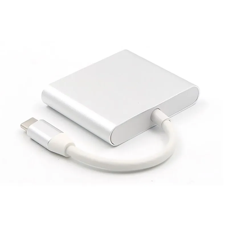 Адаптер 3 в 1 из алюминиевого сплава для зарядки HDTV PD Usb C ноутбука Macbook Pro с 4K