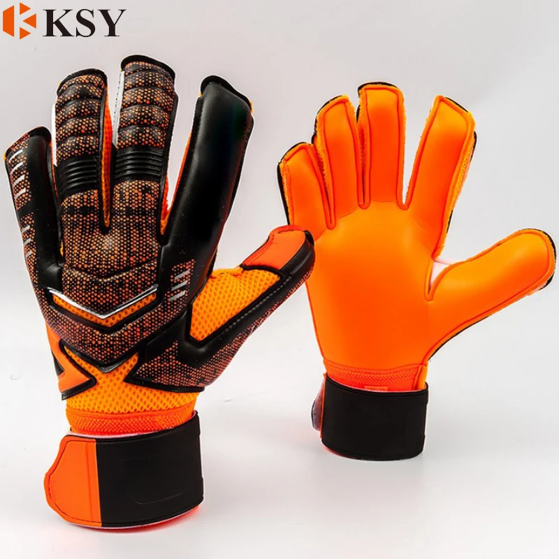 Thickened latex goalie glov with finger guards