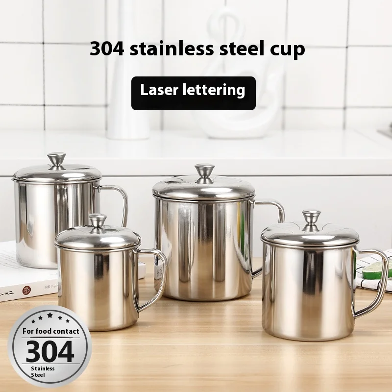 Classic Water Tea Stainless Steel 304 with Lid Handle Small Drinking Cup Kindergarten Kids Students Adults school drink canteen