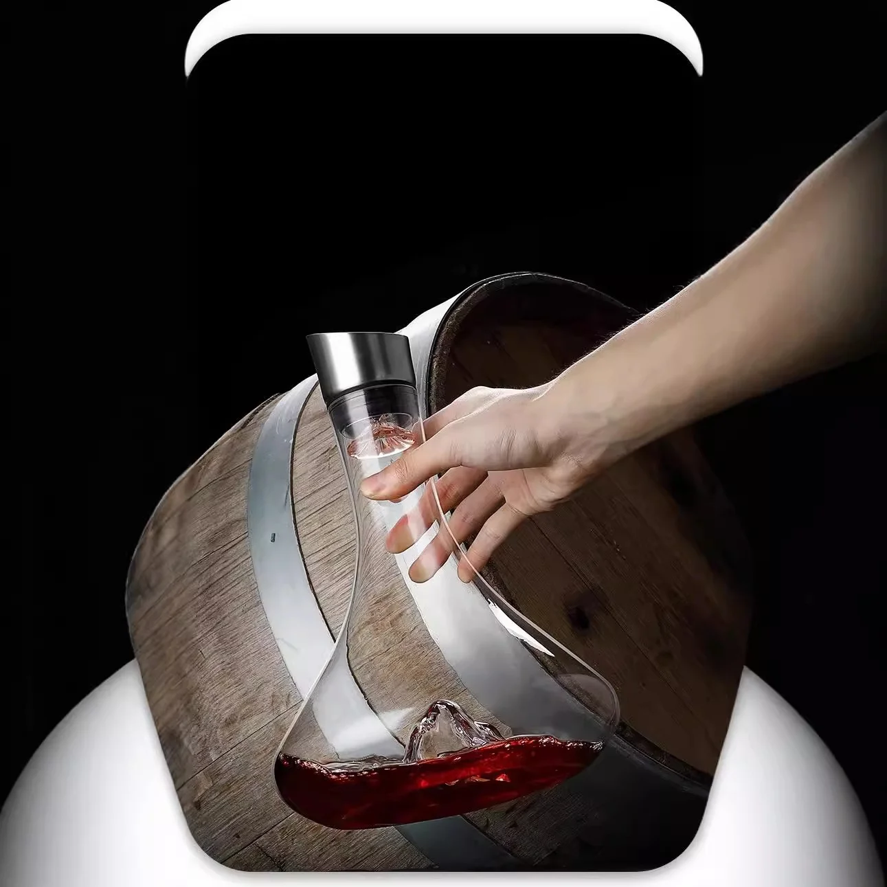 Clear Lead-free Crystal Glass Red Wine Carafe Hand-held Wine Decanter Built-in Aerator Pourer Wine