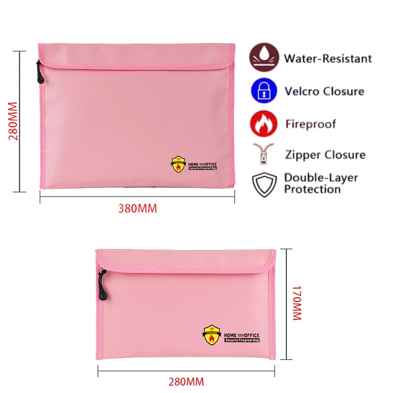 Fireproof Money Bag Waterproof and Fireproof Document Bag with Zipper Small Fireproof Safe Box Money Pouch  for Cash Passport