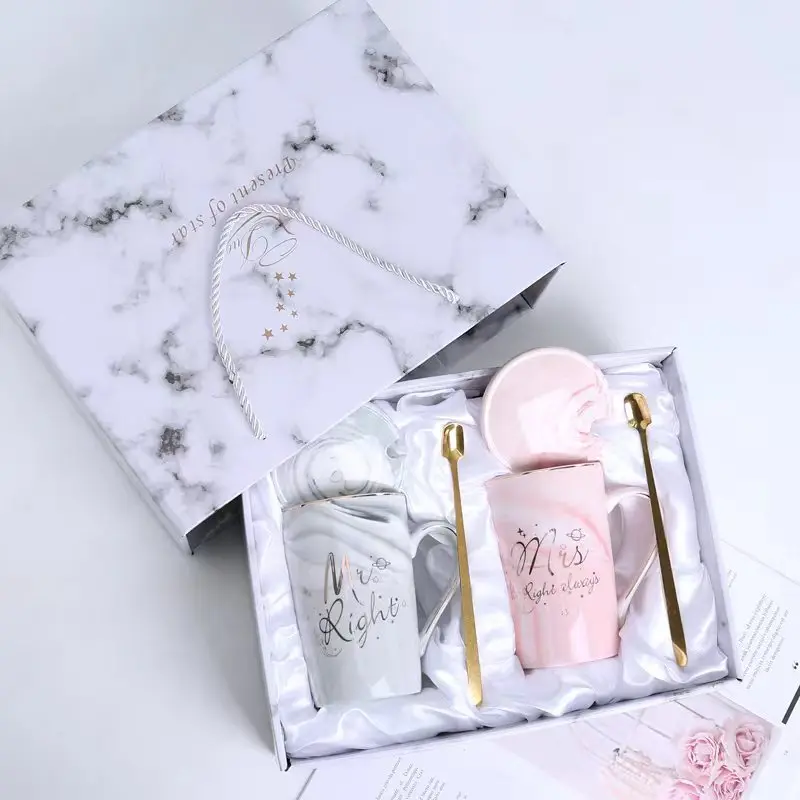 Подарок с логотипом на заказ высококачественные кофейные кружки Mr Right Mrs Always набор керамических чашек