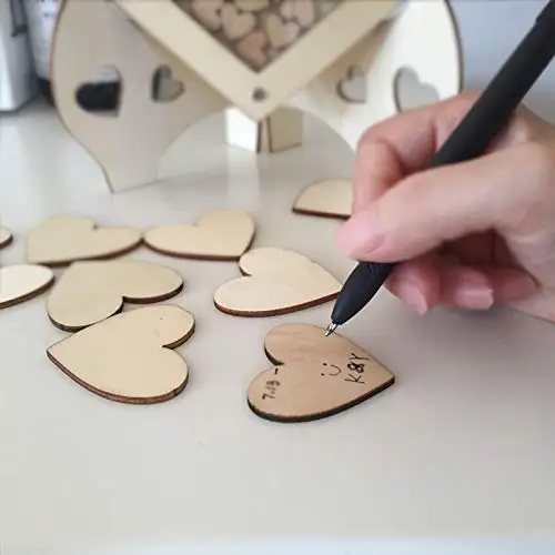 
Guest Book Alternative with 75 Pcs Wooden Hearts Drop Top Frame For Weeding Decoration 