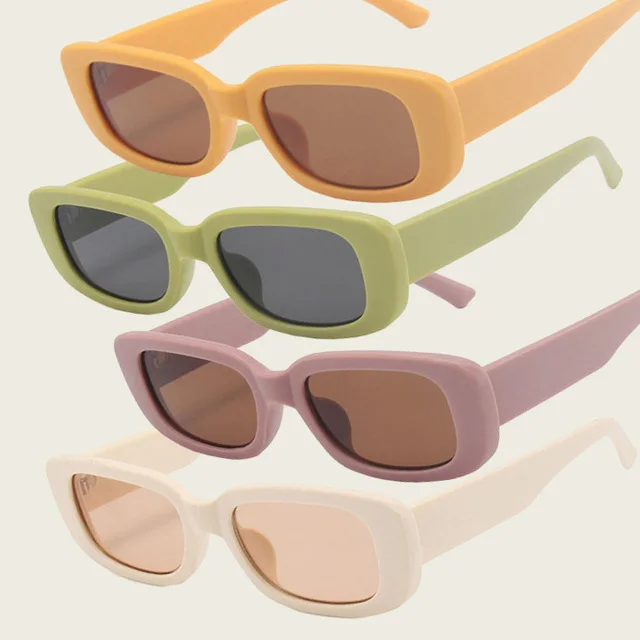 Classic Retro Sunglasses Women Brand Design Vintage Rectangle Sun Glasses Female Clear Blue Pink Green Lens Eyewear UV400