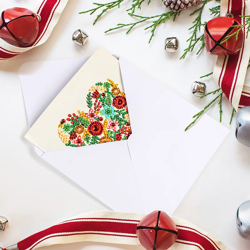 6PCS Set Diamond Painting DIY Greeting Card Christmas Cards Birthday Greeting Card with Envelopes for kids gift