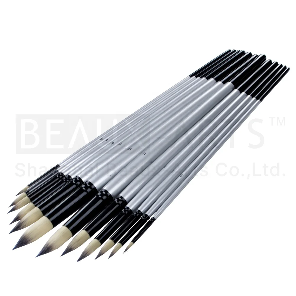 Artis Art Paint Brush with Synthetic Hair and Black Brass Ferrule Acrylic Painting Artist Brush Set