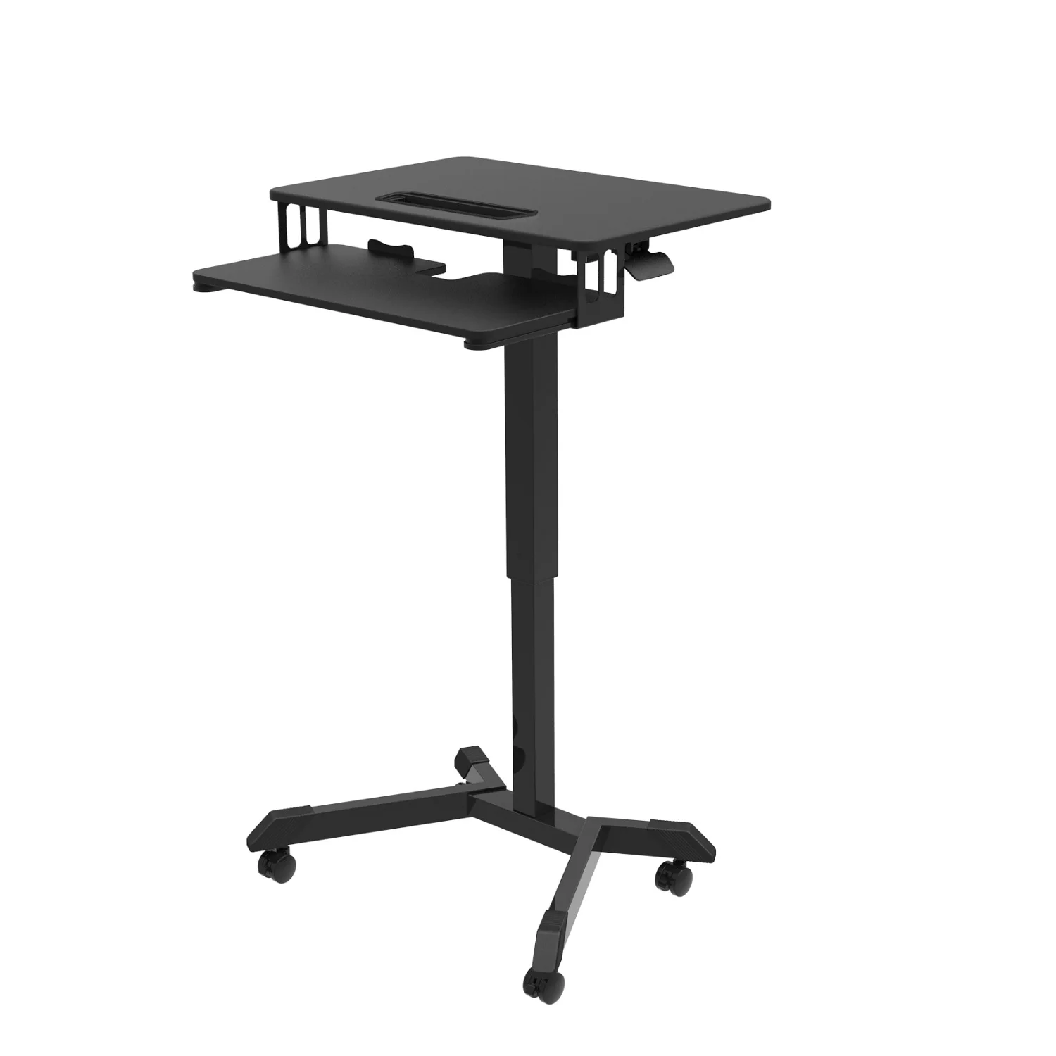 Wholesale Modern Mobility Height Adjustable Office Standing Table Computer Desk With Keyboard Tray
