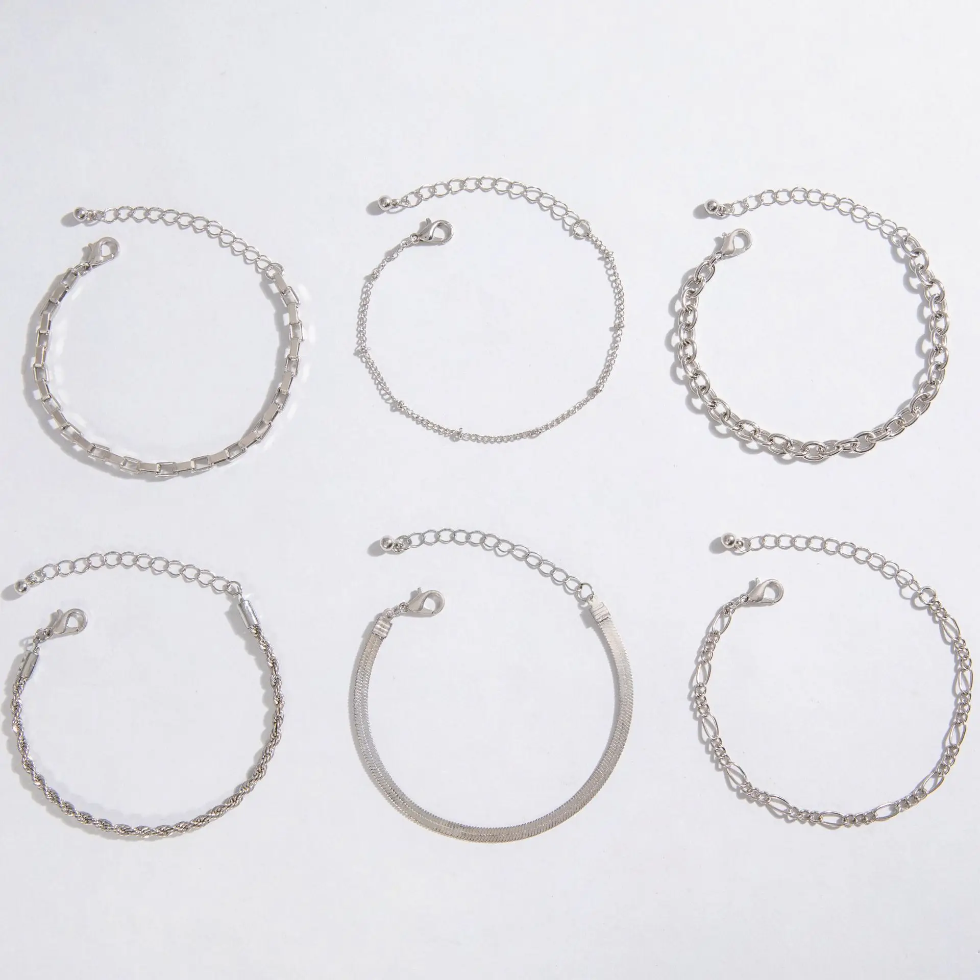 New Model Multi Layers Simple Style Chunky Chain Snake Chain Twist Chain Bracelet Set For Women Gift