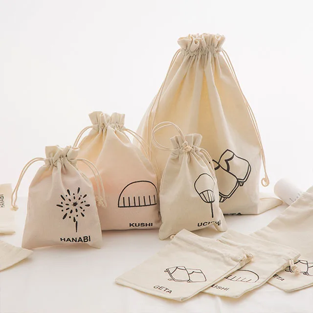 Wholesale Custom Canvas Cotton Drawstring Shoe Bags Gift String Bags Dust Bags Covers For Handbags With Logo