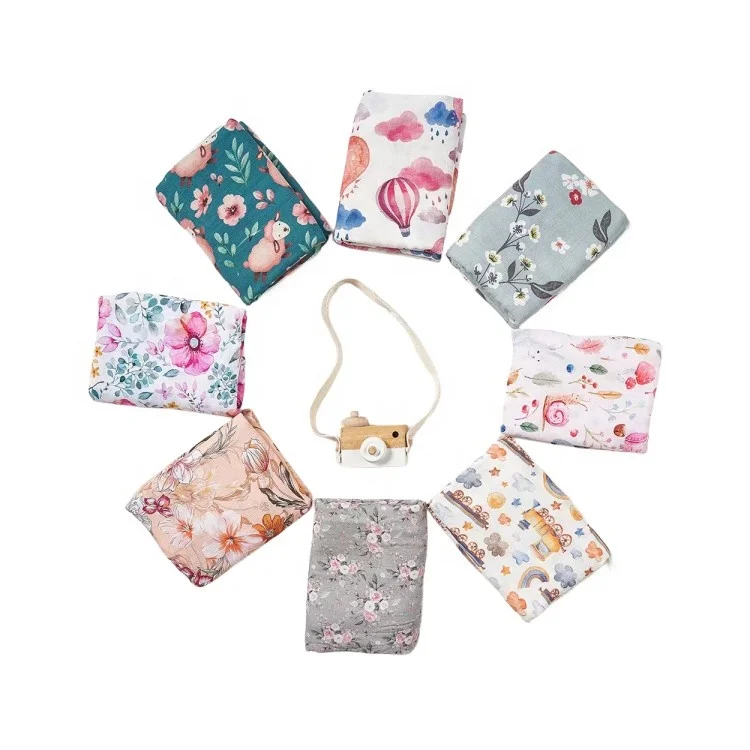 Hot Sale Print Gauze Cotton Bamboo Fiber Baby Easy Adjustable 2/4/6 Layer Super Soft Muslin Swaddle Blankets