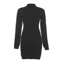 Nibber W21D02905 2021 Fall Winter Luxurious Christmas Wear Outfit Mini Knit Dress Women Clothing Basic Sexy Backless Wool Dress