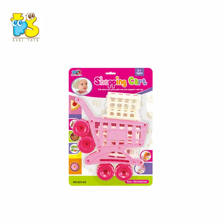 Mini DIY supermarket play sets pink small shopping cart plastic baby toys