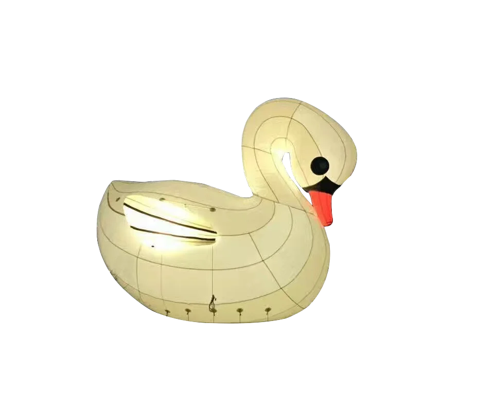 For Advertising and Attracting Customers Inflatable 6M White Swan Float with LED Lights for Pool, Beach, and Lake