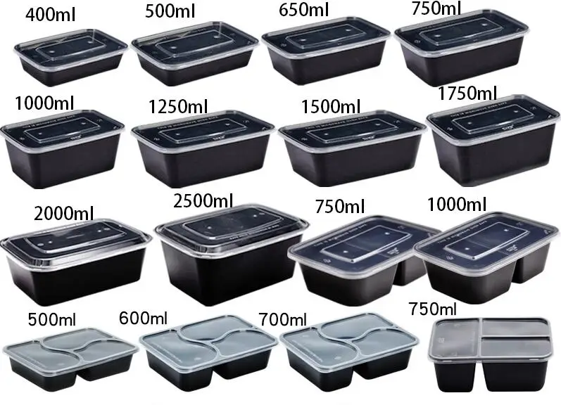 Leakproof 3 Compartment Disposable Food To Go Box Green Plastic Packaging Container With Lids For Food