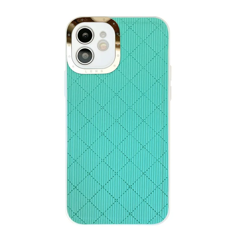 New simple metal ring for iphone 12 pro max oblique grid phone accessories 11 all-inclusive xr soft side mobile phone case