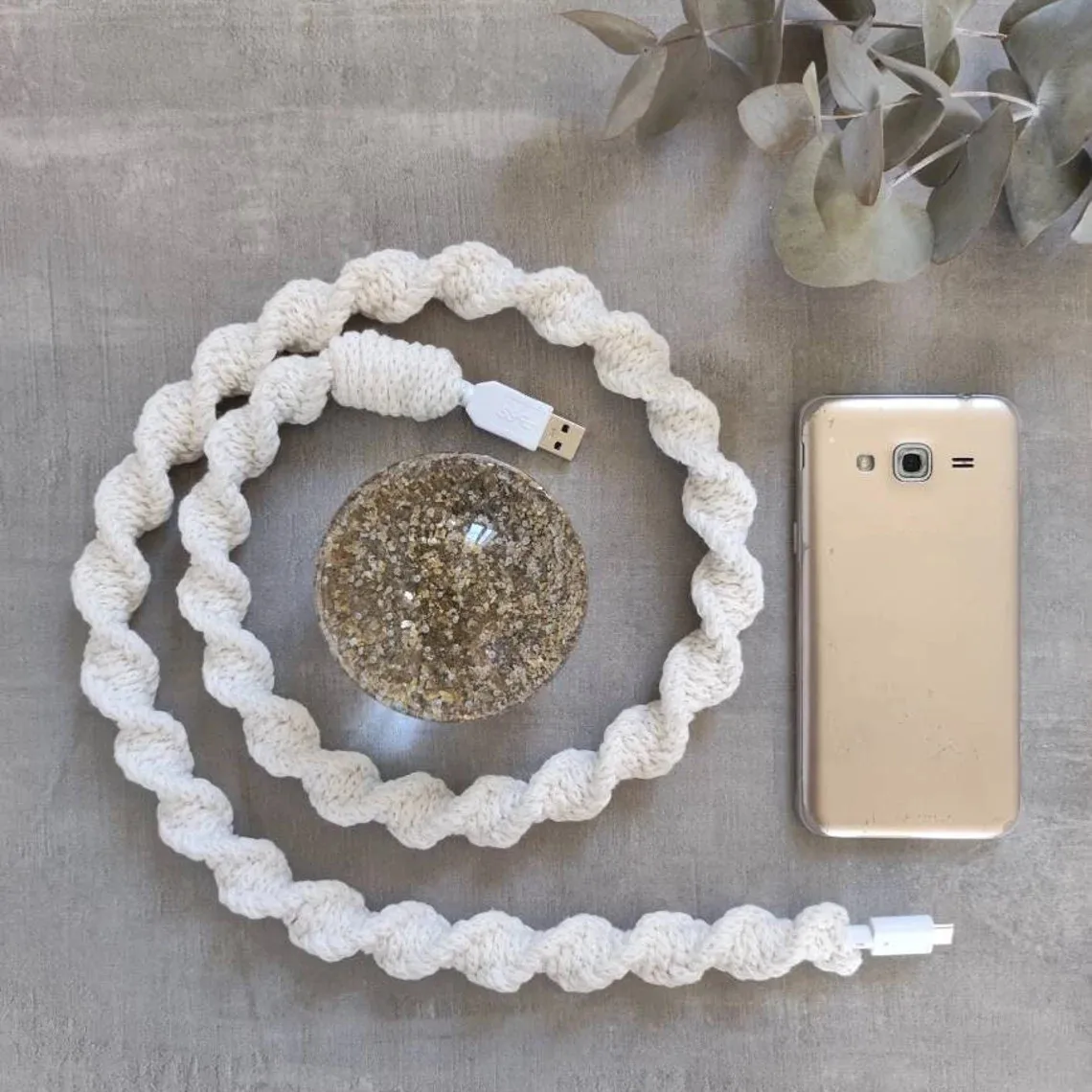 Hand Braided Colorful mobile phone Charger Cable Macrame coated rope Micro USB Type A C Charger Cable USB cable