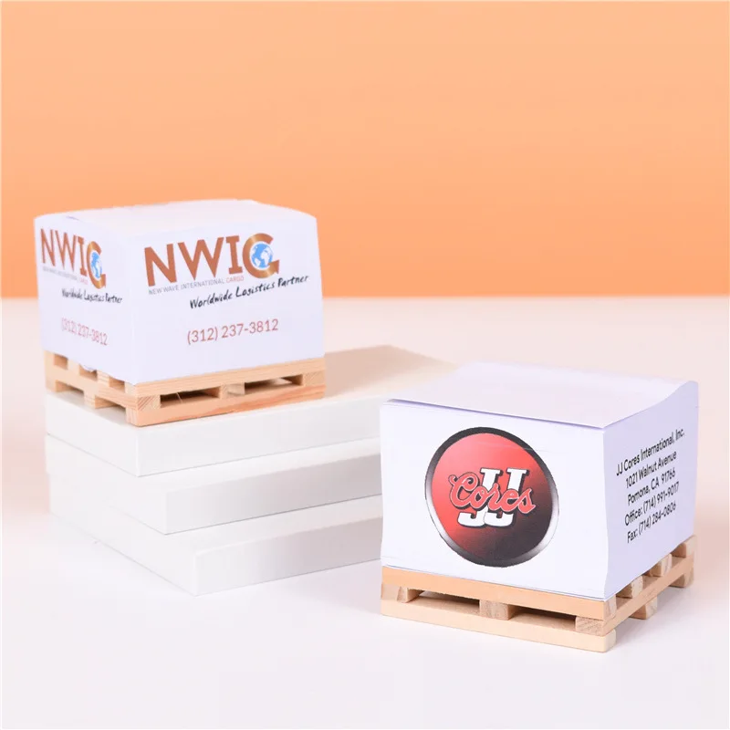 Custom 4 Side Printing Cube Sticky Notes With Wooden Pallet
