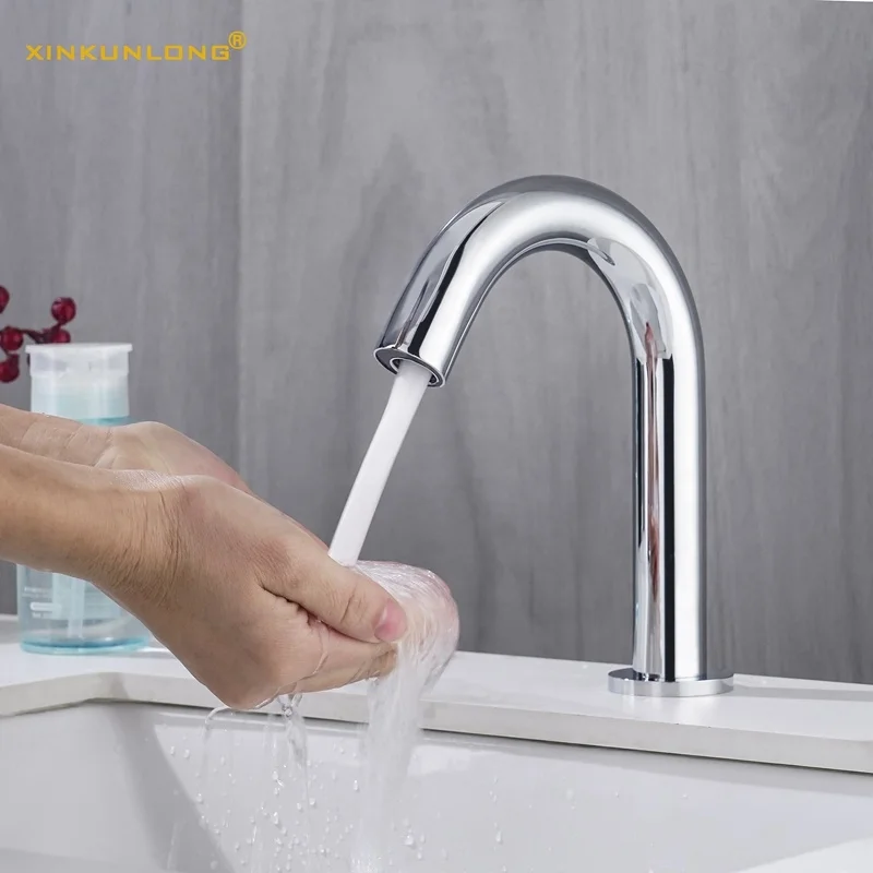 High Quality Non-touch  Powered  DC6V(4 AA) Touch-less Automatic Sensor Basin Faucet  Water Tap with sensing mouth