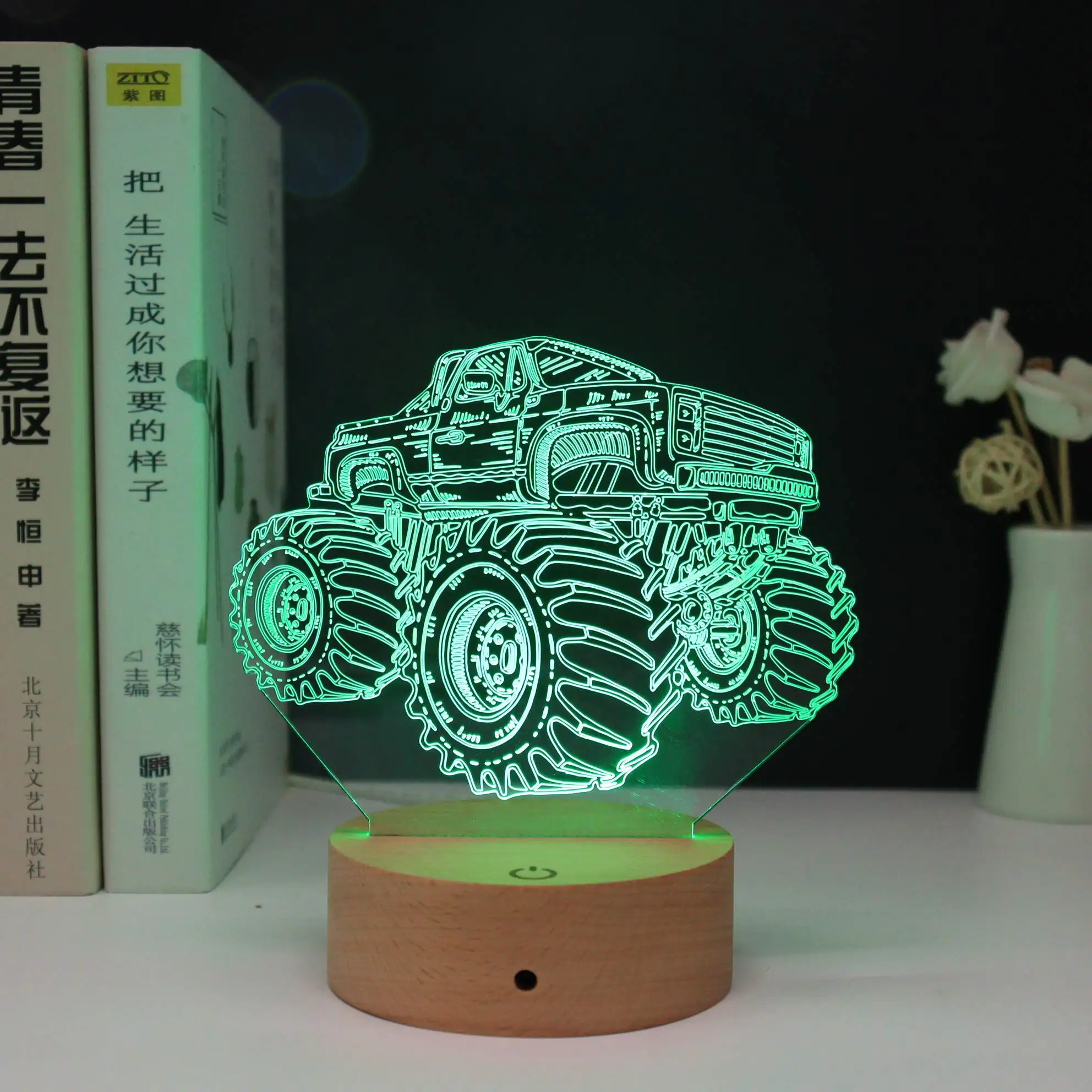 USB-ночник с деревянным основанием светодиодный 3D ночник круглый и овальный деревянный Базовый светильник для акрила