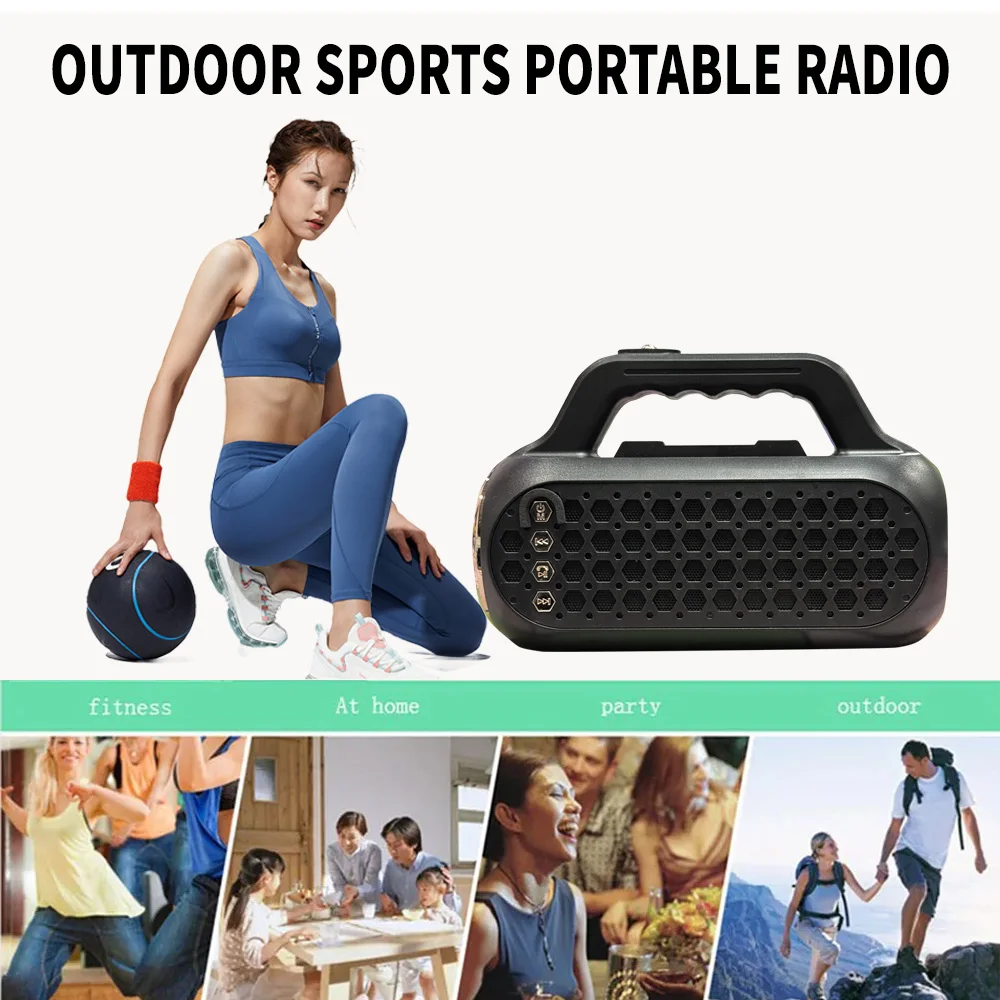 Mini Bluetooth Speaker Wireless Outdoor Bass Loudspeaker Solar USB/TF/FM Radio
